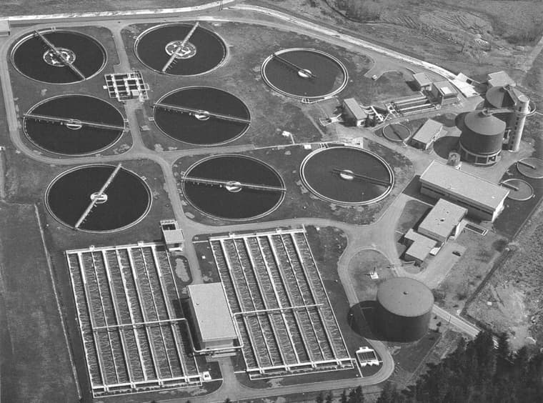 Aerial view of the Dornbirn wastewater treatment plant