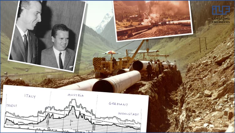 A collage featuring diverse individuals alongside a detailed map of a pipeline, illustrating community and infrastructure connections.
