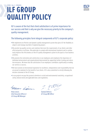PG1103 Quality Policy of the ILF Group